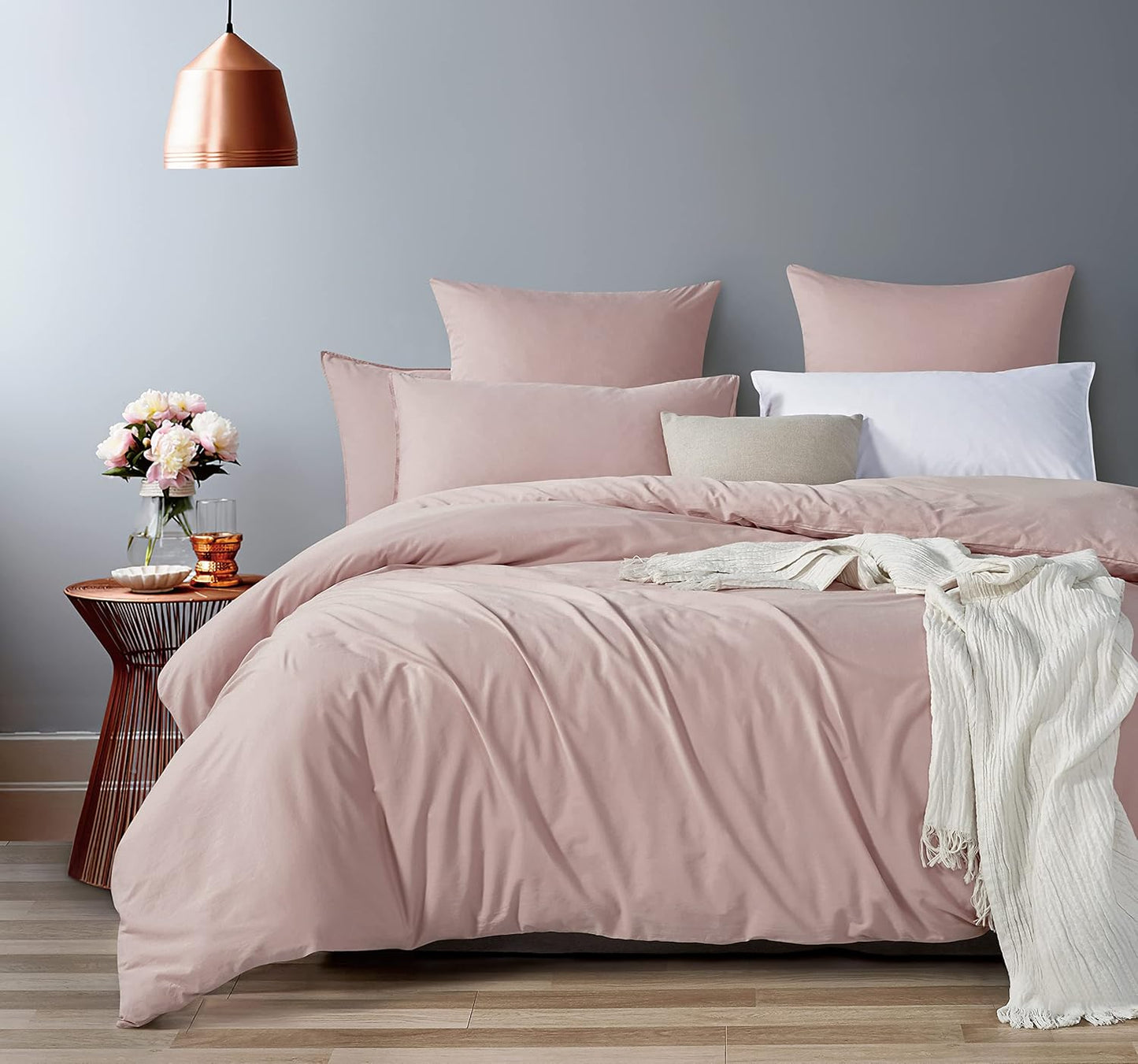 Vintage Washed 100% Cotton European Pillowcase - Luxurious European Pillow Cover - Pink - 1 Pc