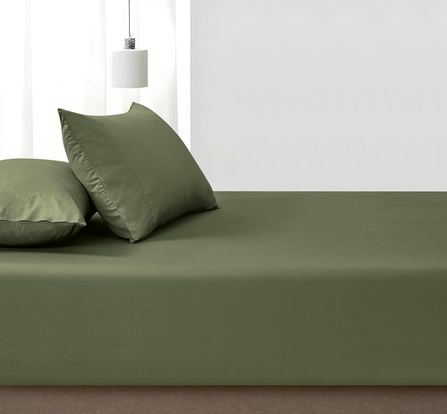 100% Vintage Washed Cotton Fitted Sheet Combo Set – 100% Natural Cotton, Ultra Soft & Breathable – Includes Fitted Sheet & Pillowcases – Machine Washable (Khaki Green, King Single)