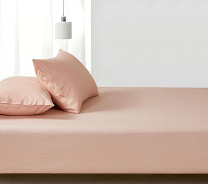 100% Vintage Washed Cotton Fitted Sheet Combo Set – 100% Natural Cotton, Ultra Soft & Breathable – Includes Fitted Sheet & Pillowcases – Machine Washable (Pink, King Single)