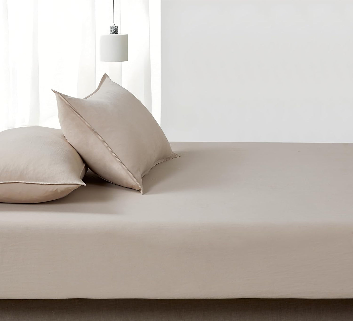 100% Vintage Washed Microfibre Fitted Sheet Set – Ultra Soft & Lightweight All-Season Fitted Sheet with 1 Pillowcase (Linen, King Single Size)