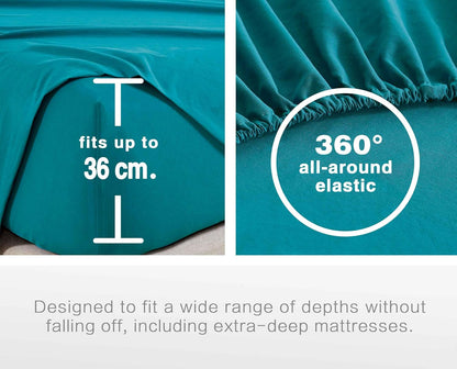 Vintage Washed Microfibre Sheet Set (Teal, King Single)