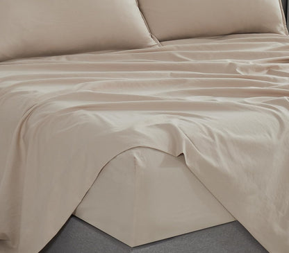 Vintage Washed Microfibre Sheet Set with 1 Pillowcase - Linen - King Single