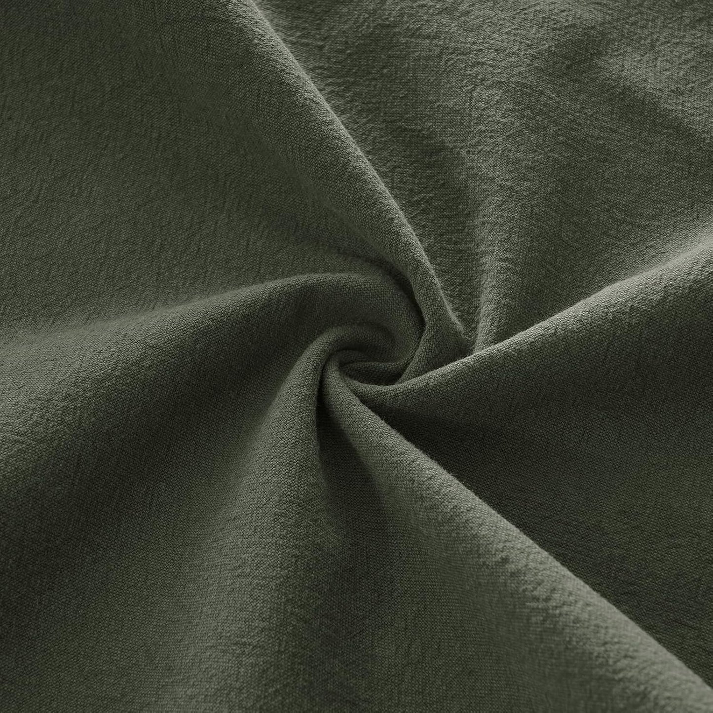 Linen Cushion Covers - 30% Linen 70% Cotton Blend, Soft & Breathable with Hidden Zipper Design - Khaki Green, 30cm x 50cm (Twin Pack)
