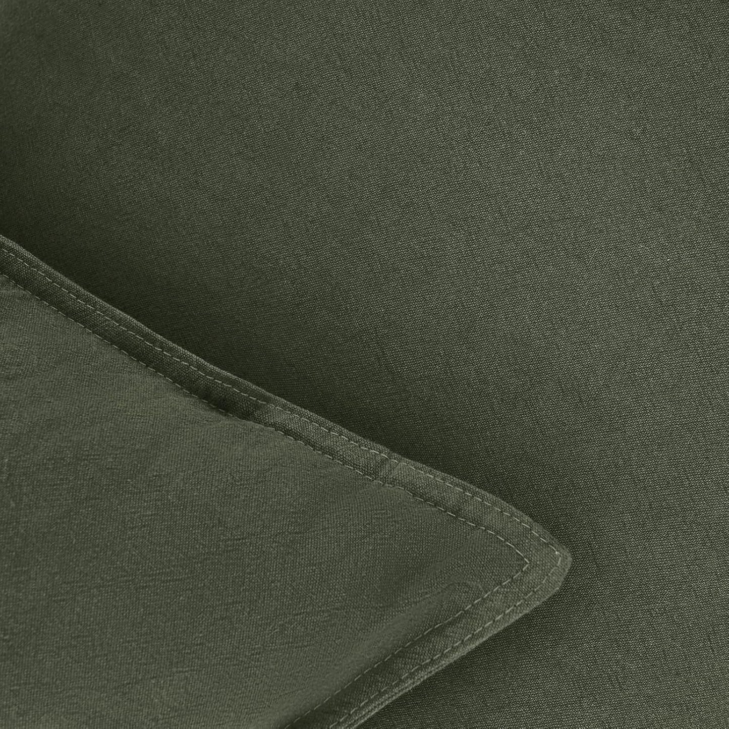 Linen Cushion Covers - 30% Linen 70% Cotton Blend, Soft & Breathable with Hidden Zipper Design - Khaki Green, 45cm x 45cm (Twin Pack)
