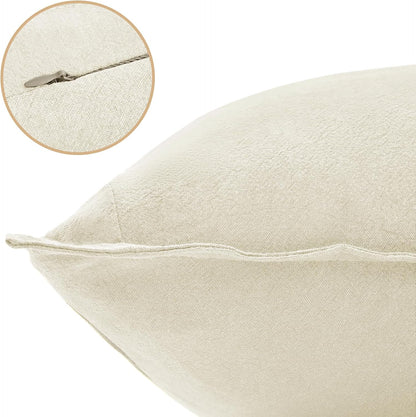 Linen Cushion Covers - 30% Linen 70% Cotton Blend, Soft & Breathable with Hidden Zipper Design - Linen, 30cm x 50cm (Twin Pack)