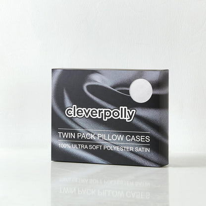 Satin Pillowcases - Silky Soft Polyester Satin with Zipper Closure - White, 48cm x 73cm (Twin Pack)