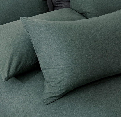 100% Jersey Cotton Quilt Cover Set - Green - Super King