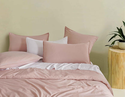 Vintage Washed Microfibre Quilt Cover Set (Pink, Super King)