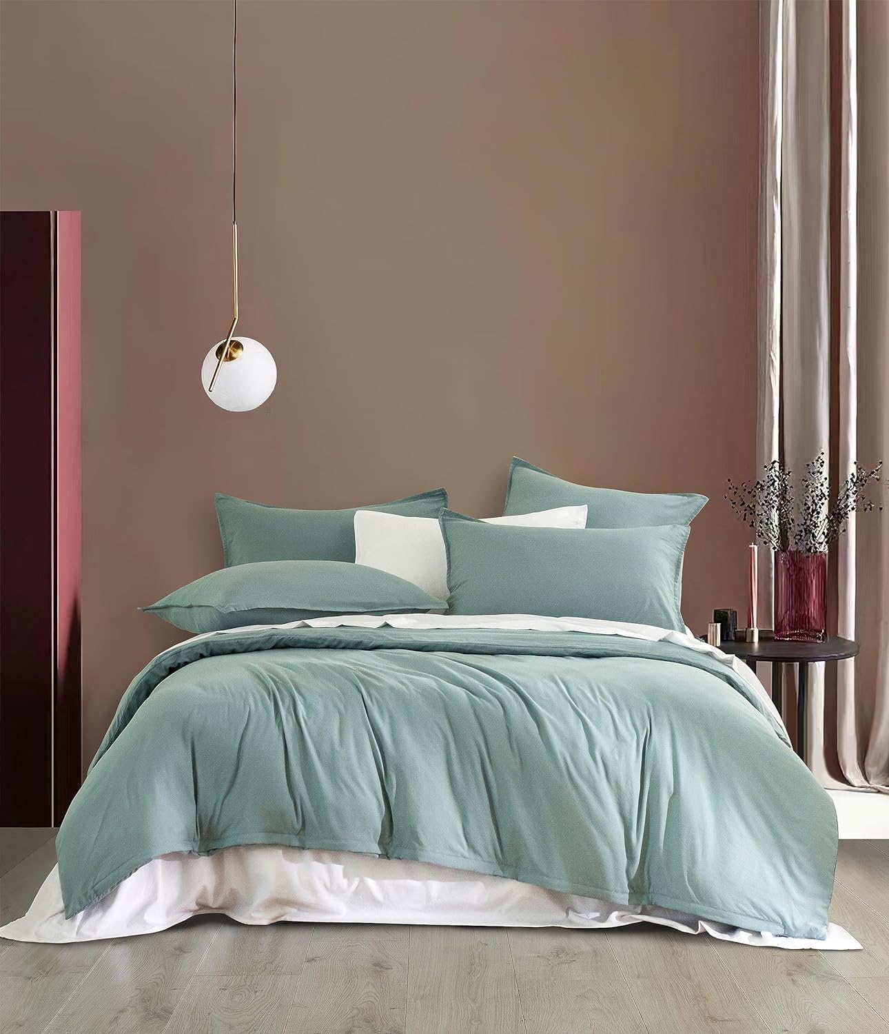 Vintage Washed Microfibre Quilt Cover Set (3Pcs) - Seafoam - Super King Size