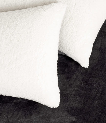 2-in-1 Teddy Sherpa Quilt Cover Set (Charcoal, Super King)