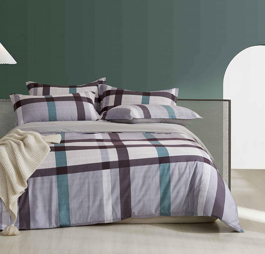 Print Microfibre Quilt Cover Set - Ultra Soft with Zipper Closure (Stanley, Super King Size)