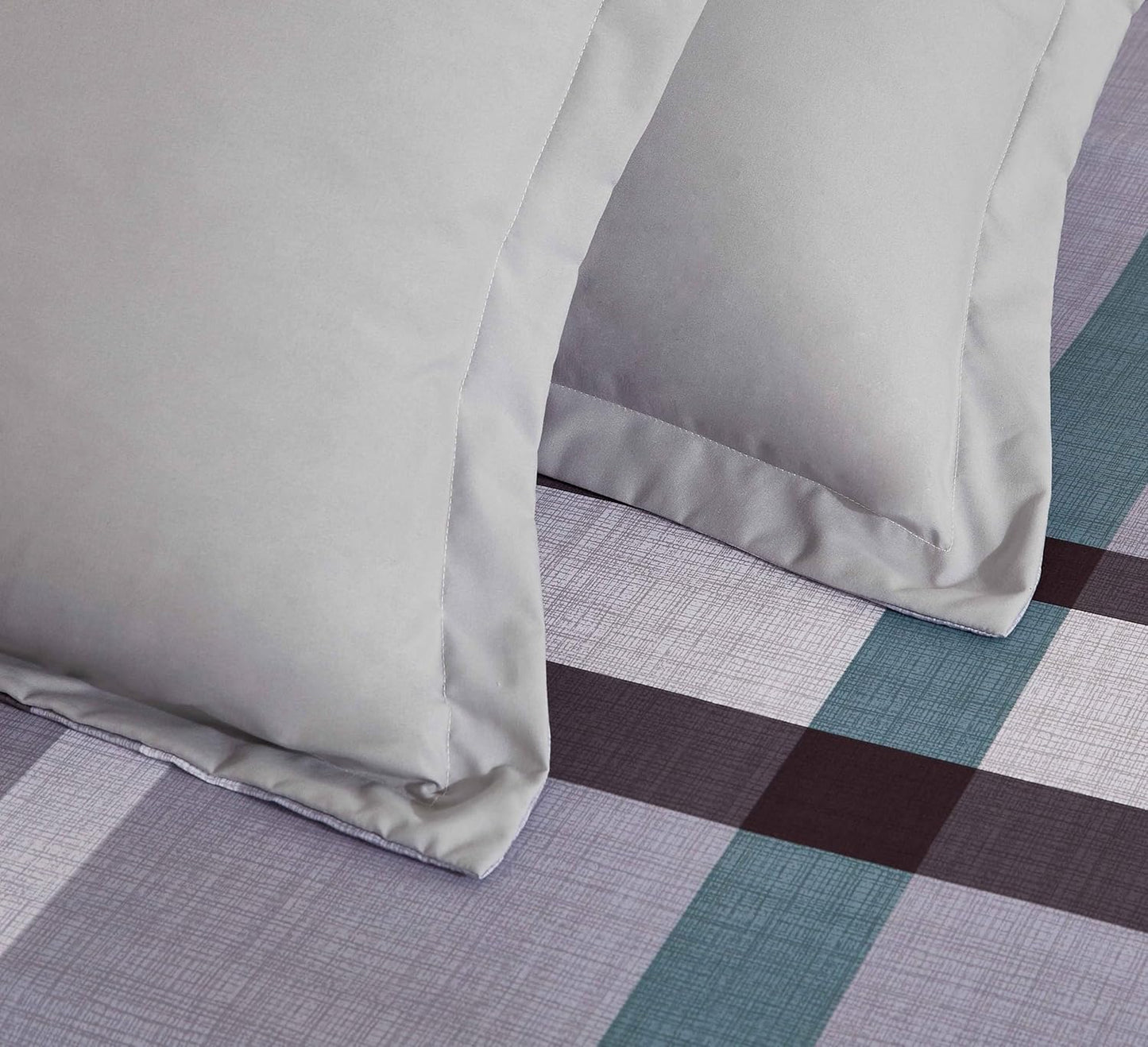 Print Microfibre Quilt Cover Set - Ultra Soft with Zipper Closure (Stanley, Super King Size)