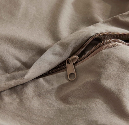 Vintage Washed Microfibre Quilt Cover Set (Truffle, Super King)