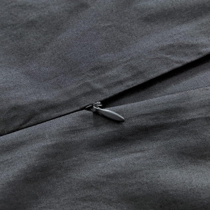100% Cotton Vintage Washed Bed Quilt Cover Set - Charcoal - Super King Size
