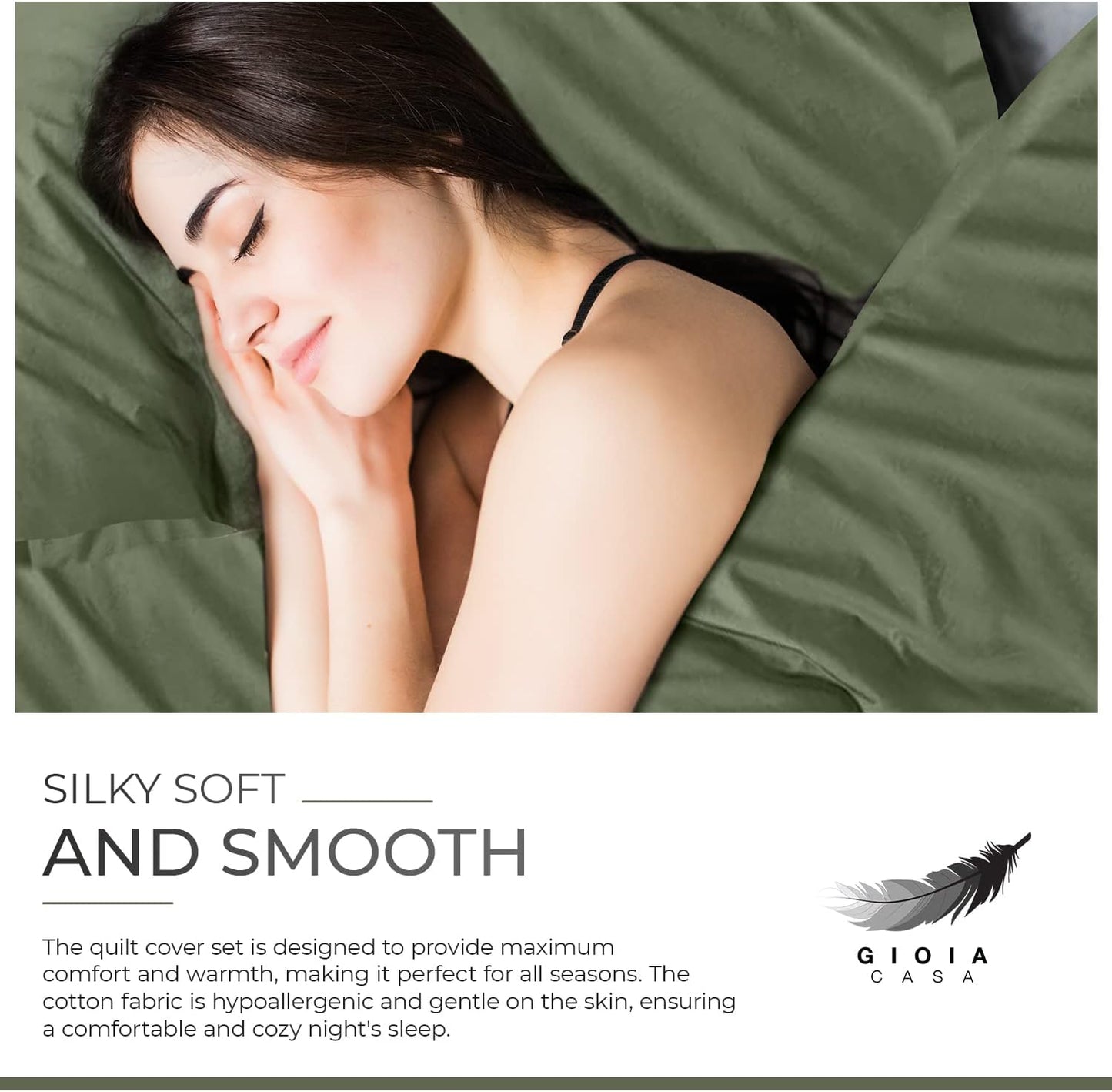 100% Cotton Vintage Washed Bed Quilt Cover Set - Khaki Green - Super King Size