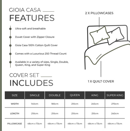 100% Cotton Vintage Washed Bed Quilt Cover Set - Khaki Green - Super King Size