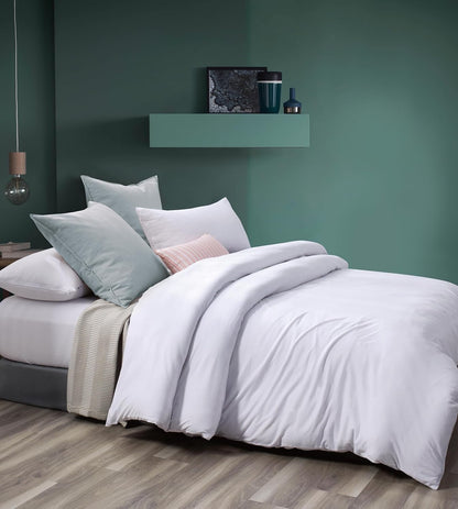 100% Jersey Cotton Quilt Cover Set - White - Super King