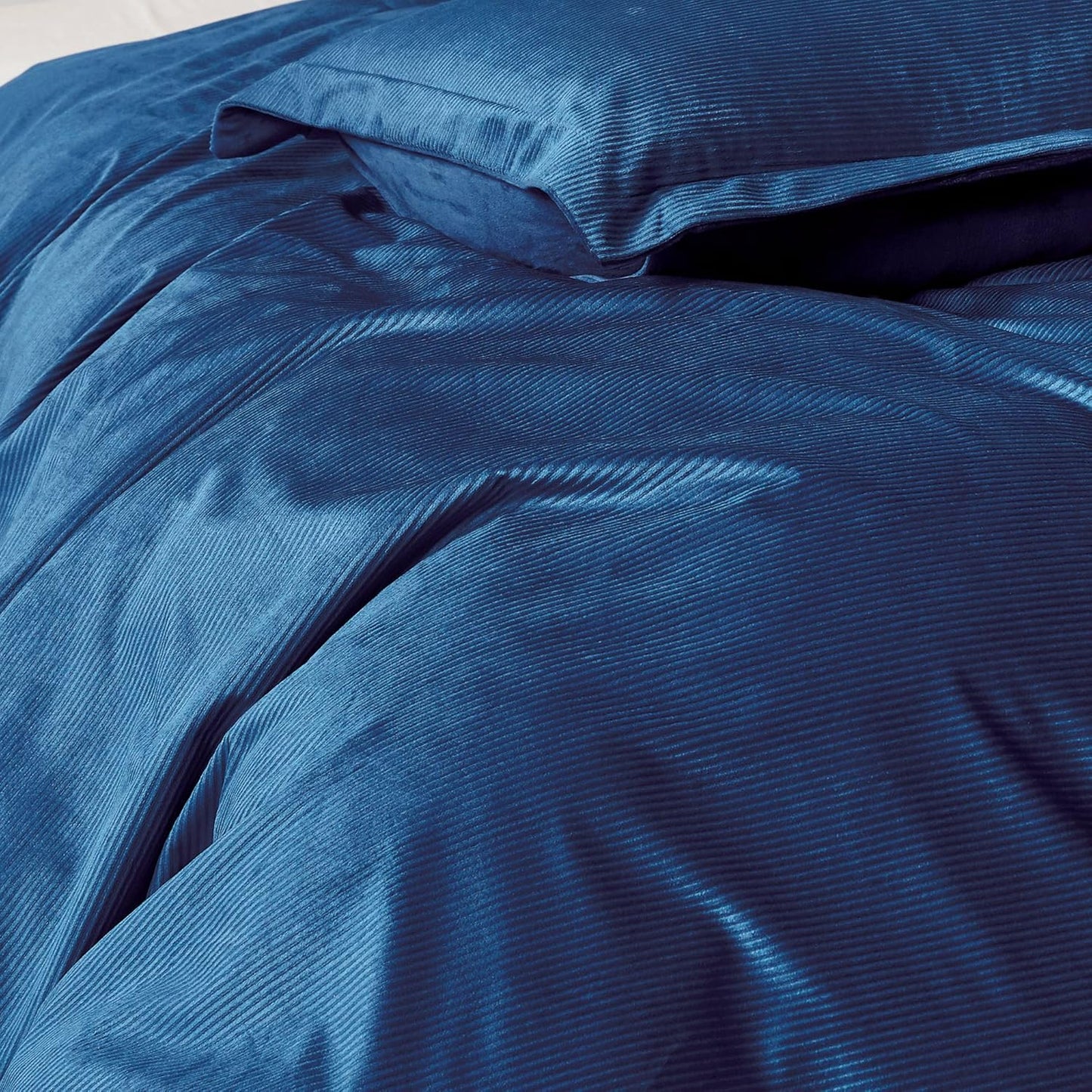 Set of 2 Super Soft Corduroy Velvet Standard Pillowcase - Navy Blue