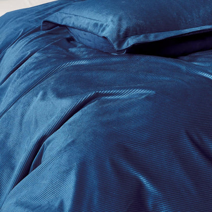 Set of 2 Super Soft Corduroy Velvet Standard Pillowcase - Navy Blue
