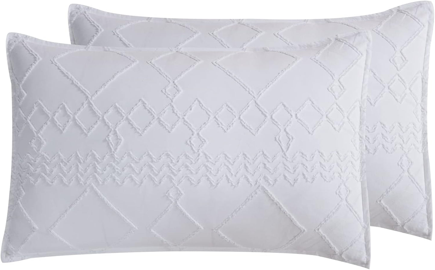 TUFTED MICROFIBRE SUPER SOFT TWIN PACK STANDARD PILLOWCASES-WHITE