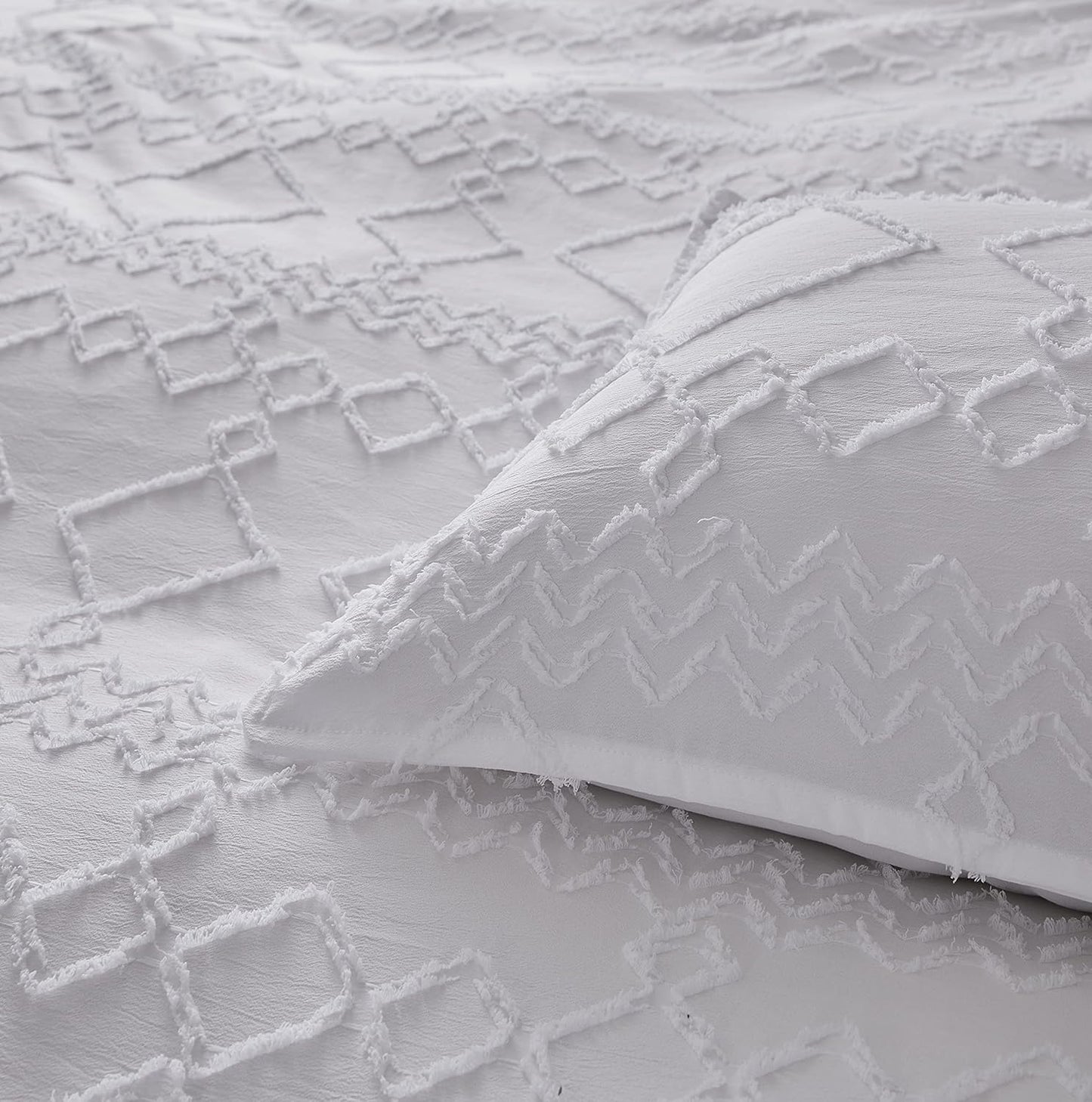 TUFTED MICROFIBRE SUPER SOFT TWIN PACK STANDARD PILLOWCASES-WHITE