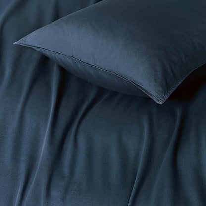 Vintage Washed 100% Cotton Standard Pillowcase - Luxurious Standard Pillow Cover - Dark Indigo - 2 Pcs