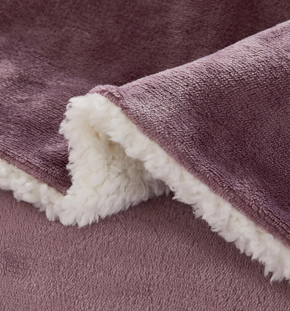 Teddy Sherpa Twin-Pack Standard Pillowcases - Soft Reversible Velvet & Sherpa Cushion Covers - Machine Washable with Zipper Closure -  48x73cm - Mauve