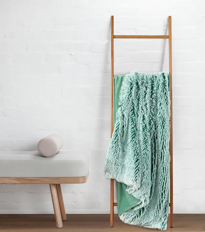 Double Sided Fx Fur Shaggy Throw Blanket - Emerald