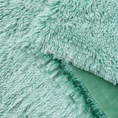 Double Sided Fx Fur Shaggy Throw Blanket - Emerald