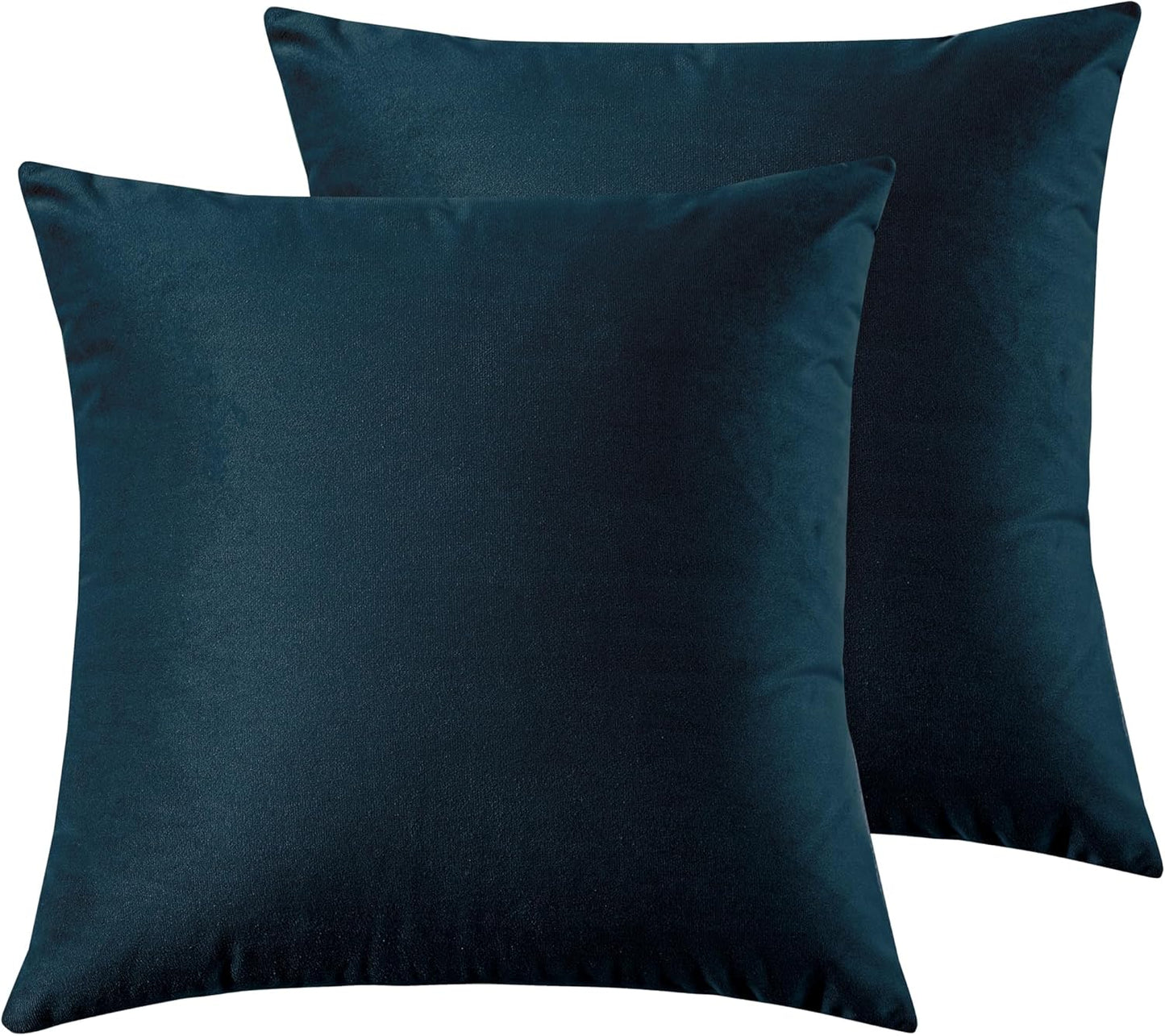 Twin-Pack Velvet Cushion Covers - Soft Microfibre Cushion Covers with Hidden Zipper (Dark Teal, 45cm*45cm)
