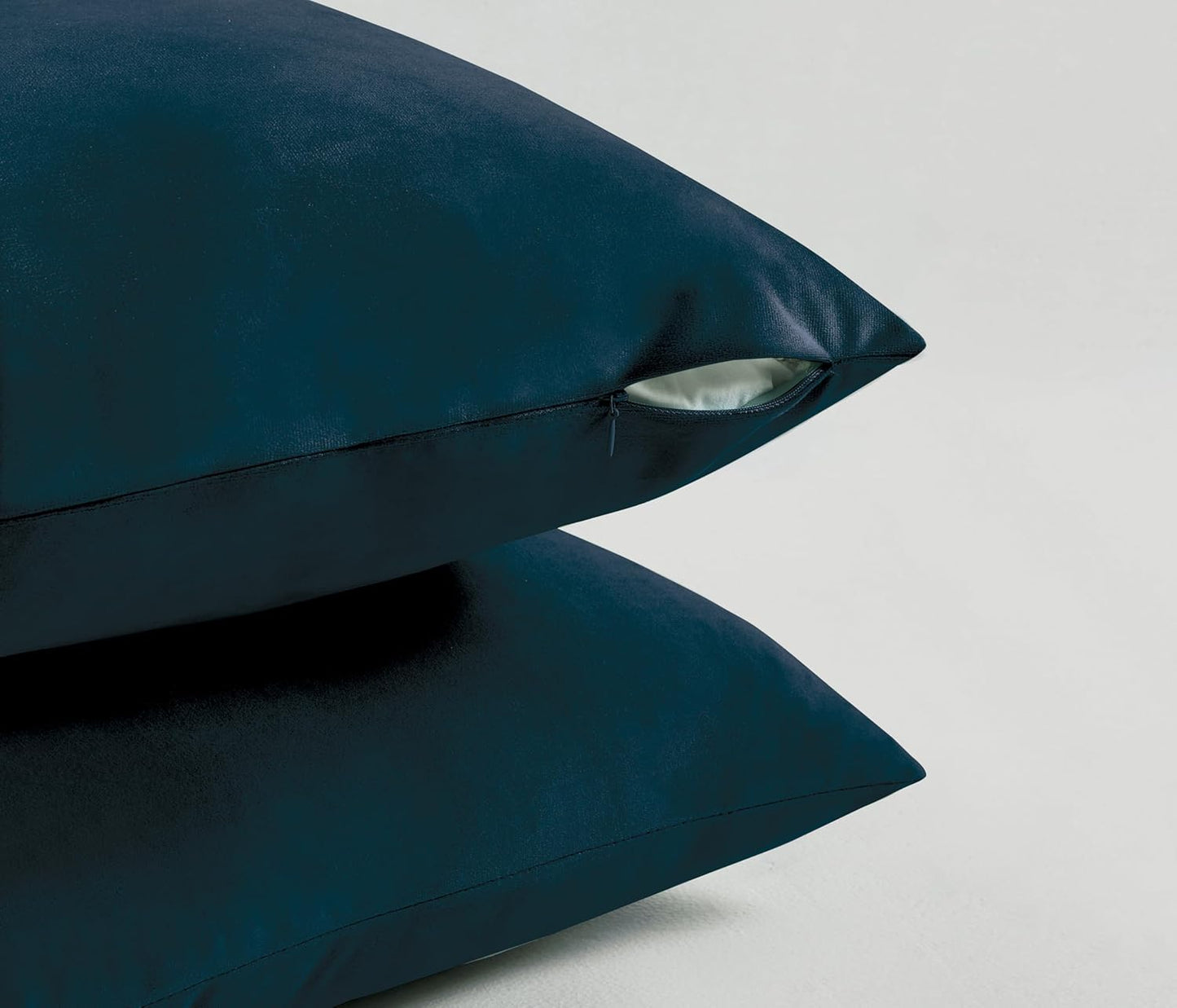 Twin-Pack Velvet Cushion Covers - Soft Microfibre Cushion Covers with Hidden Zipper (Dark Teal, 45cm*45cm)