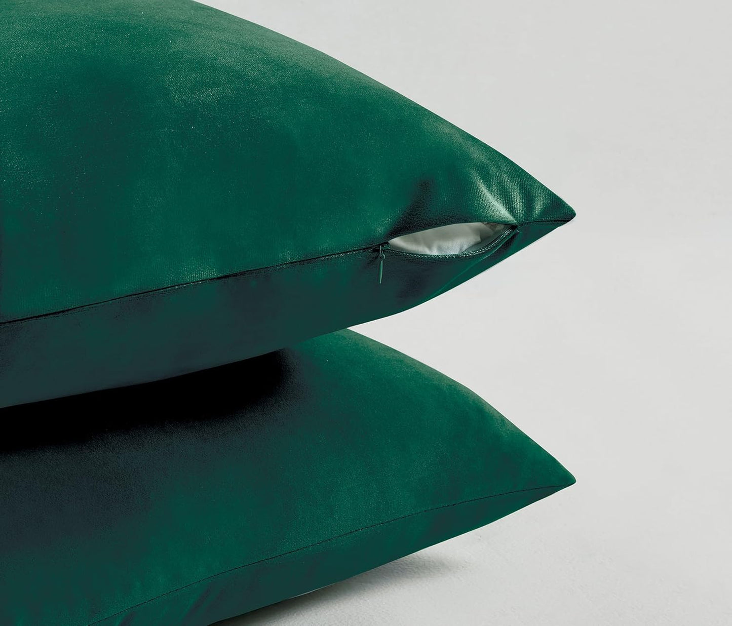 Twin-Pack Velvet Cushion Covers - Soft Microfibre Cushion Covers with Hidden Zipper (Emerald Green, 30cm*50cm)