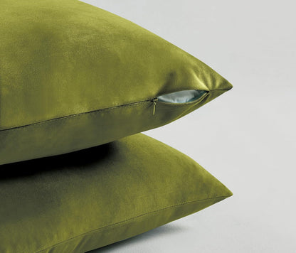 Twin-Pack Velvet Cushion Covers - Soft Microfibre Cushion Covers with Hidden Zipper (Green, 30cm*50cm)