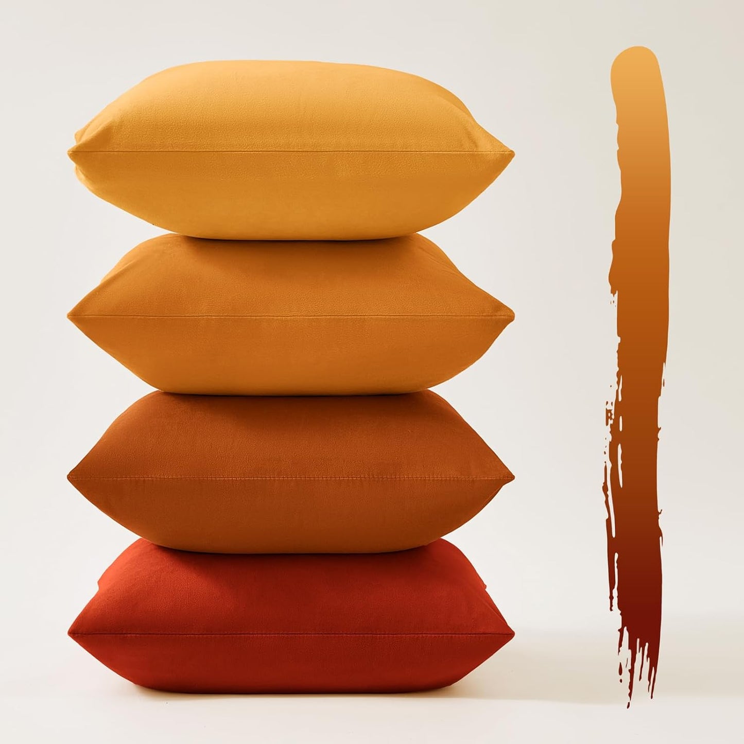 Velvet Cushion Covers - Ultra Soft Microfibre Velvet with Hidden Zipper - Gradient Yellow, 45cm*45cm (Pack of 4)