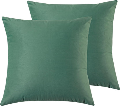Twin-Pack Velvet Cushion Covers - Soft Microfibre Cushion Covers with Hidden Zipper (Sage, 45cm*45cm)