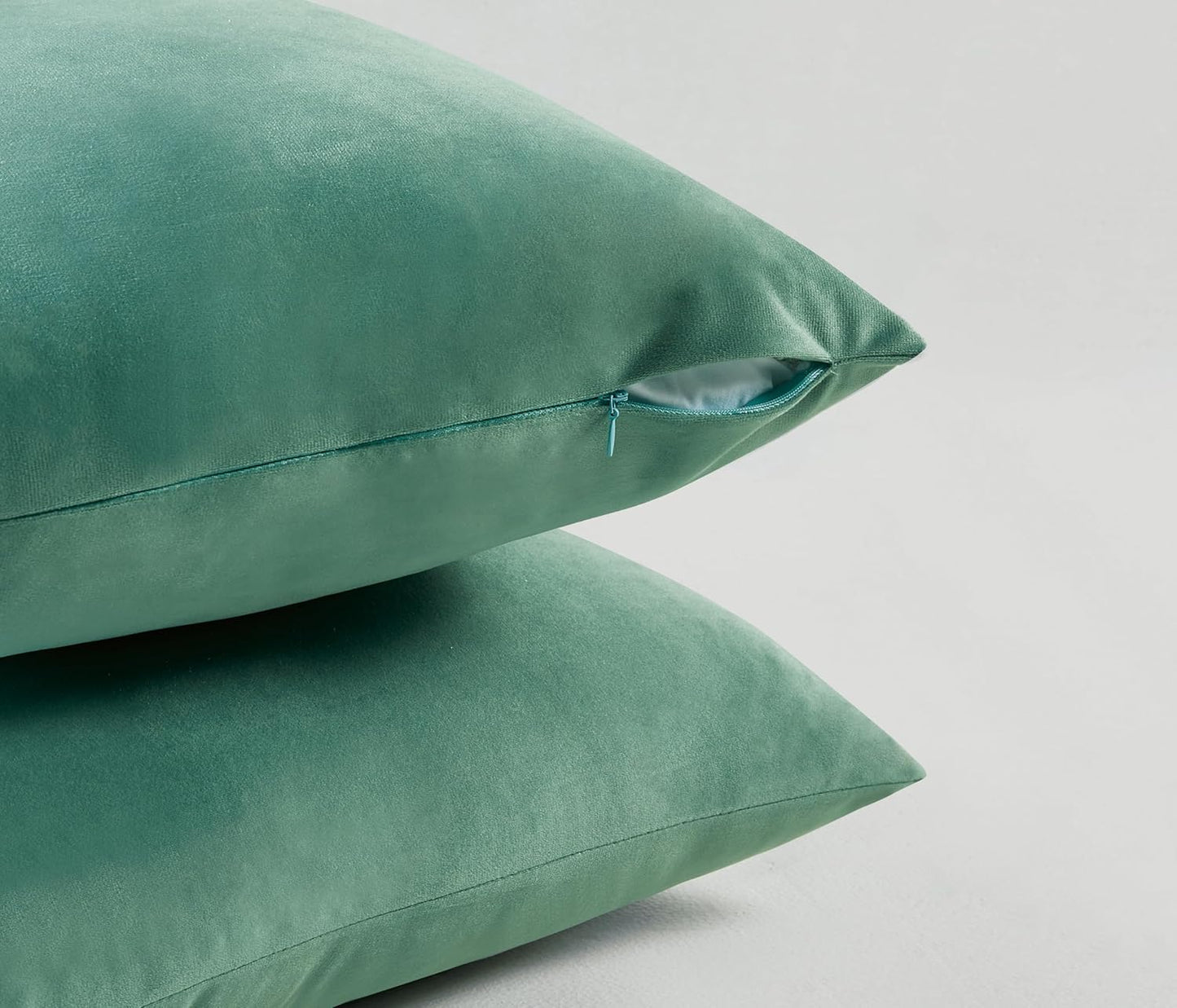 Twin-Pack Velvet Cushion Covers - Soft Microfibre Cushion Covers with Hidden Zipper (Sage, 45cm*45cm)