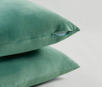 Twin-Pack Velvet Cushion Covers - Soft Microfibre Cushion Covers with Hidden Zipper (Sage, 45cm*45cm)