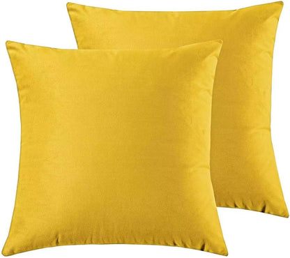 Twin-Pack Velvet Cushion Covers - Soft Microfibre Cushion Covers with Hidden Zipper (Yellow, 65cm*65cm)