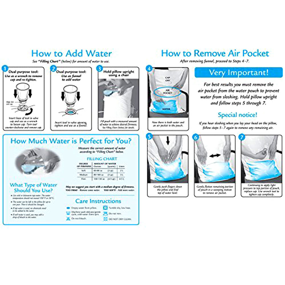 Mediflow Adjustable Waterbase Water Neck Pain Reduction Standard Pillow 51 x 71 cm