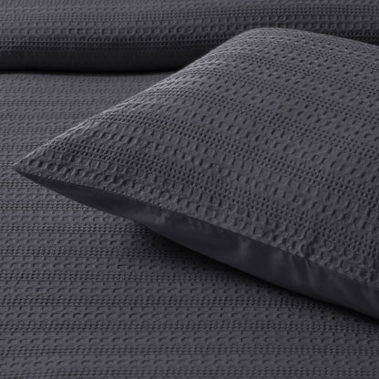 Bianca Kahlani Charcoal Waffle Quilt Cover Set Super King