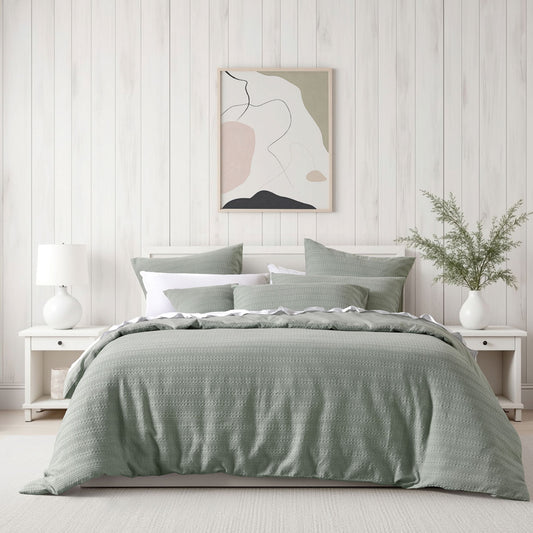 Bianca Kahlani Sage Waffle Quilt Cover Set Queen