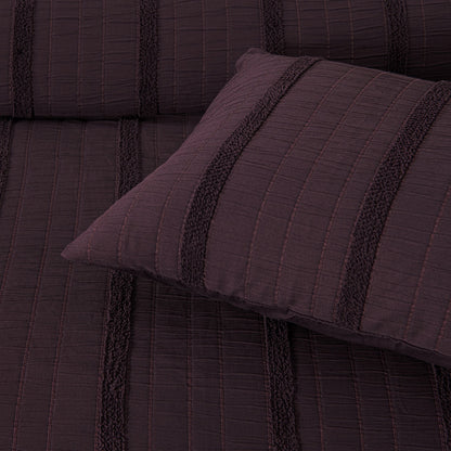Bianca Malua Grape Jacquard Striped Quilt Cover Set Queen