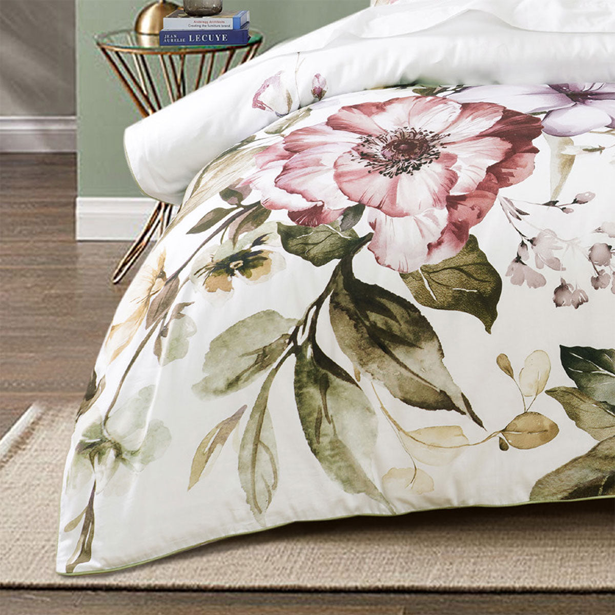 Bianca Minette White Cotton Sateen Quilt Cover Set Queen