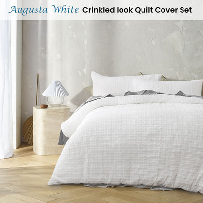 Accessorize Augusta White Ruched Quilt Cover Set Double