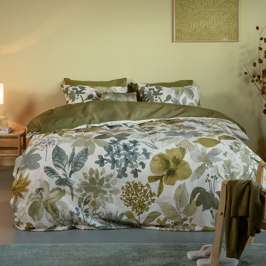 Bedding House Lilian Green 100% Cotton Percale Quilt Cover Set King
