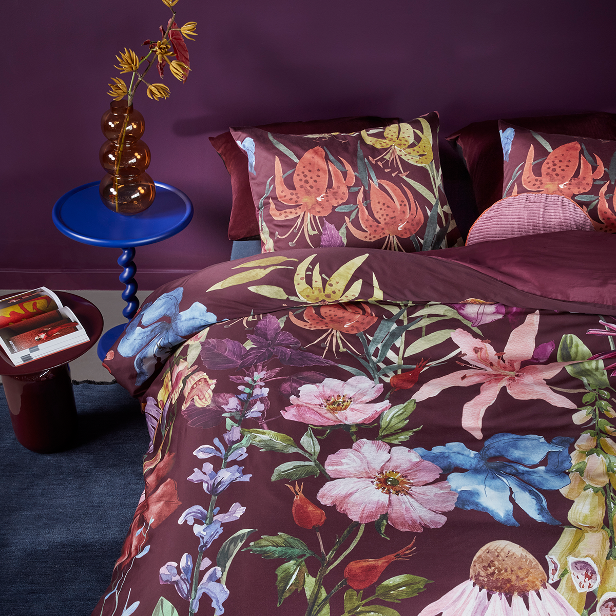Bedding House Lily Multi Cotton Floral Quilt Cover Set King