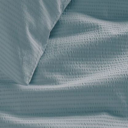 Bedding House Summer Blue Grey Seersucker Cotton Quilt Cover Set Queen