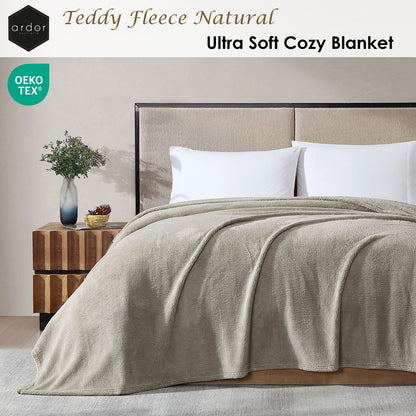 Ardor Teddy Natural Ultra Soft Cozy Fleece Blanket Queen