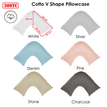 Algodon 300TC Cotton V Shape Pillowcase Silver