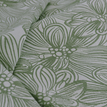 Ardor Avena Green Textured Floral Jacquard Quilt Cover Set Queen